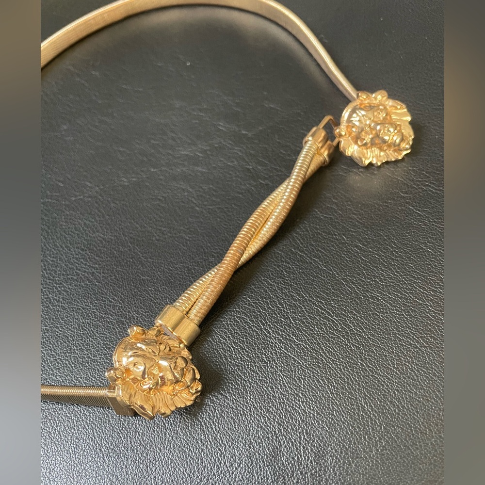 Golden Metallic Spring Chain Belt with Lions